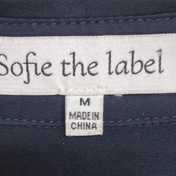 Sofie The Label Navy Puff-Sleeve Tiered Shirt Dress with White Trim - Picture 3 of 3